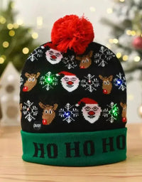 Christmas Hat Year Xmas Party Decor Creative Flashing Led Light Snowman Winter Warm Color Knitted Cap Christmas Gift Christmas
