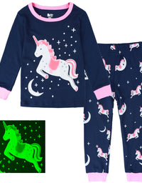 Kids Skeleton Pajamas Halloween Pjs Toddler Boys Girls Unicorn Glow in The Dark Sleepwear Infant Carnival Clothes Set 2 PCS
