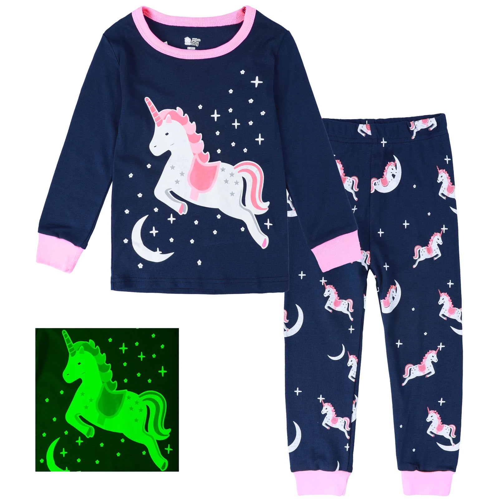 Kids Skeleton Pajamas Halloween Pjs Toddler Boys Girls Unicorn Glow in The Dark Sleepwear Infant Carnival Clothes Set 2 PCS