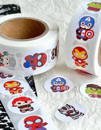 New 500PCS Avengers Roll Sticker MV Decorative Seal Sticker Circular Alliance Hulk Steel Iron Man Sticker Kids Gift Kawaii
