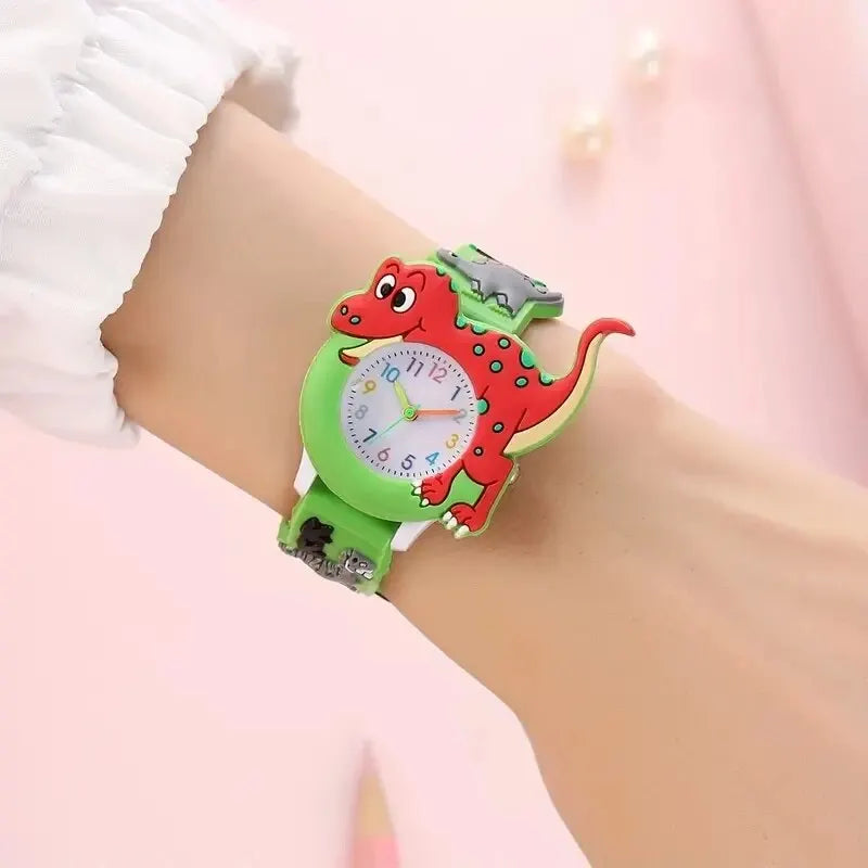 Kids Cartoon 3D Dinosaur Silicone Quartz Watch Student Watch