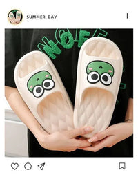 Summer Beach Slides Bathroom Anti Slip Slipper Non-Slip Home Flip Flops Cartoon Frog Soft Sandals
