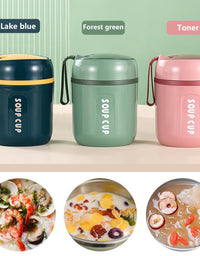 480ml Mini Thermal Lunch Box Stainless Steel Food Container with Spoon Flask Vaccum Cup Leak-Proof Soup Cups For Kids Students
