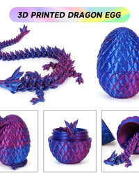 3D Printed Dragon Egg with Dragon Full Articulated Dragon Modle Movable Rotatable Articulated Desktop Ornament Kid Toy
