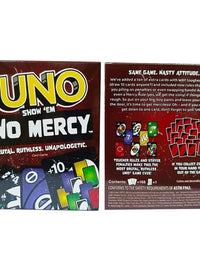 Mattel Games UNO  NO MERCY  Card Game for Family Night Featuring Tv Show Themed Graphics and a Special Rule for 2-10 Players
