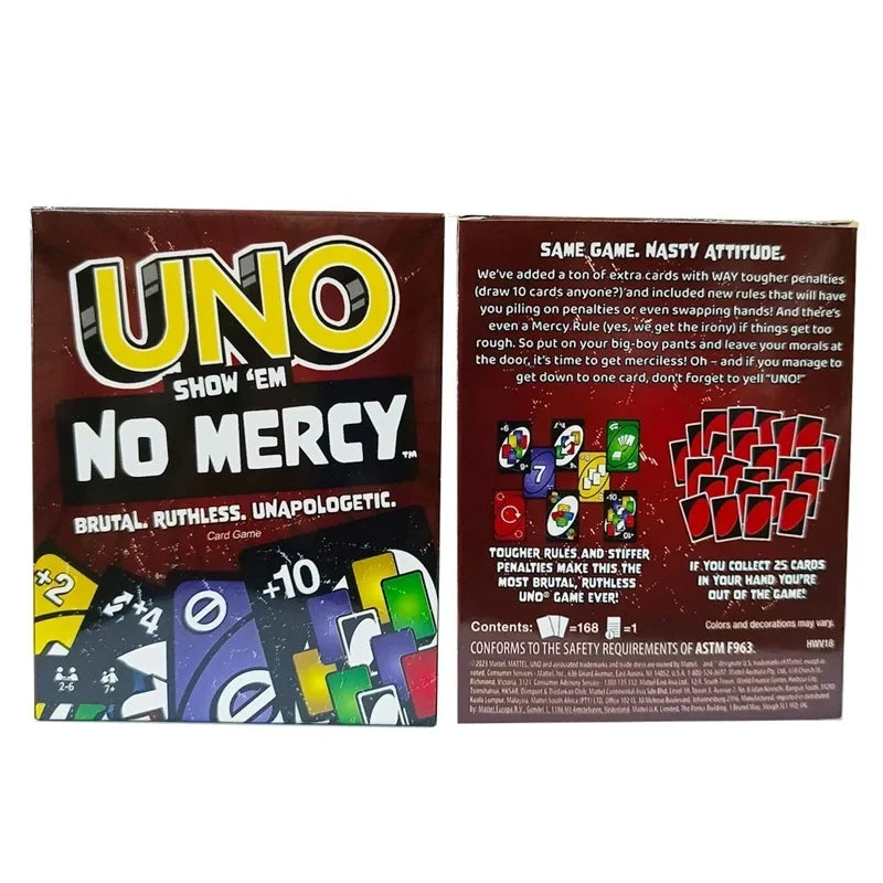 Mattel Games UNO  NO MERCY  Card Game for Family Night Featuring Tv Show Themed Graphics and a Special Rule for 2-10 Players