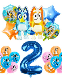 Blueies Birthday Party Decoration Foil Latex Balloon For Kids Event Supplies Blue Dog Disposable Tableware Banner Backdrop
