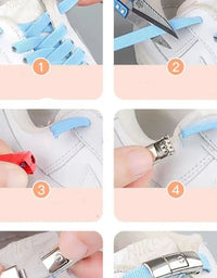 8MM No Tie Shoe Laces Press Lock Shoelaces Without Ties Elastic Laces Sneaker Kids Adult Widened Flat Shoelace for Shoes
