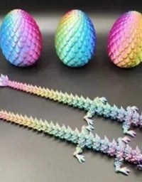 3D Printed Dragon Egg with Dragon Full Articulated Dragon Modle Movable Rotatable Articulated Desktop Ornament Kid Toy
