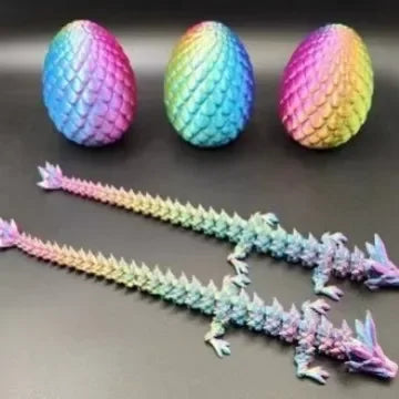 3D Printed Dragon Egg with Dragon Full Articulated Dragon Modle Movable Rotatable Articulated Desktop Ornament Kid Toy