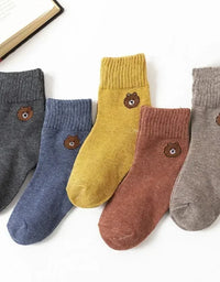 5 Pairs Warm Plush Kids Socks Autumn And Winter Plush Thicken Toddler Boys Girls Cotton Socks 1 to 12 Years Children Socks
