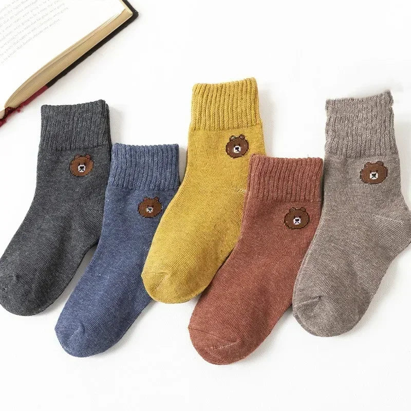 5 Pairs Warm Plush Kids Socks Autumn And Winter Plush Thicken Toddler Boys Girls Cotton Socks 1 to 12 Years Children Socks