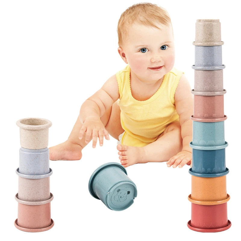 Siliconen Bouwsteen Baby Baby Stacking Cup Toys Early Educational Baby Bath Toys Stack Tower Gift 0 12 Months Boy Montessori Toy