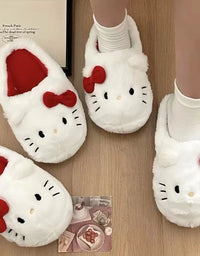 Sanrio Plush Slippers Hello Kittys Kawaii Cute Student Autumn Winter Bedroom Soft Padded Plush Bedroom Aldult Shoes Girls Xmas
