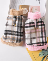 Winter Pet Jacket Clothes Grid Warm Small Dogs Clothing With Fur Collar Cotton Pet Outfits French Bulldog Coat Vest Chihuahua
