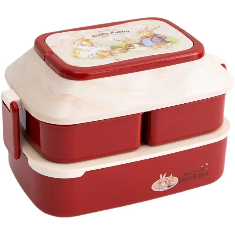 Cute Portable Lunch Box for Girls School Kids Plastic Picnic Bento Box Microwave Food Box with Compartments Storage Containers