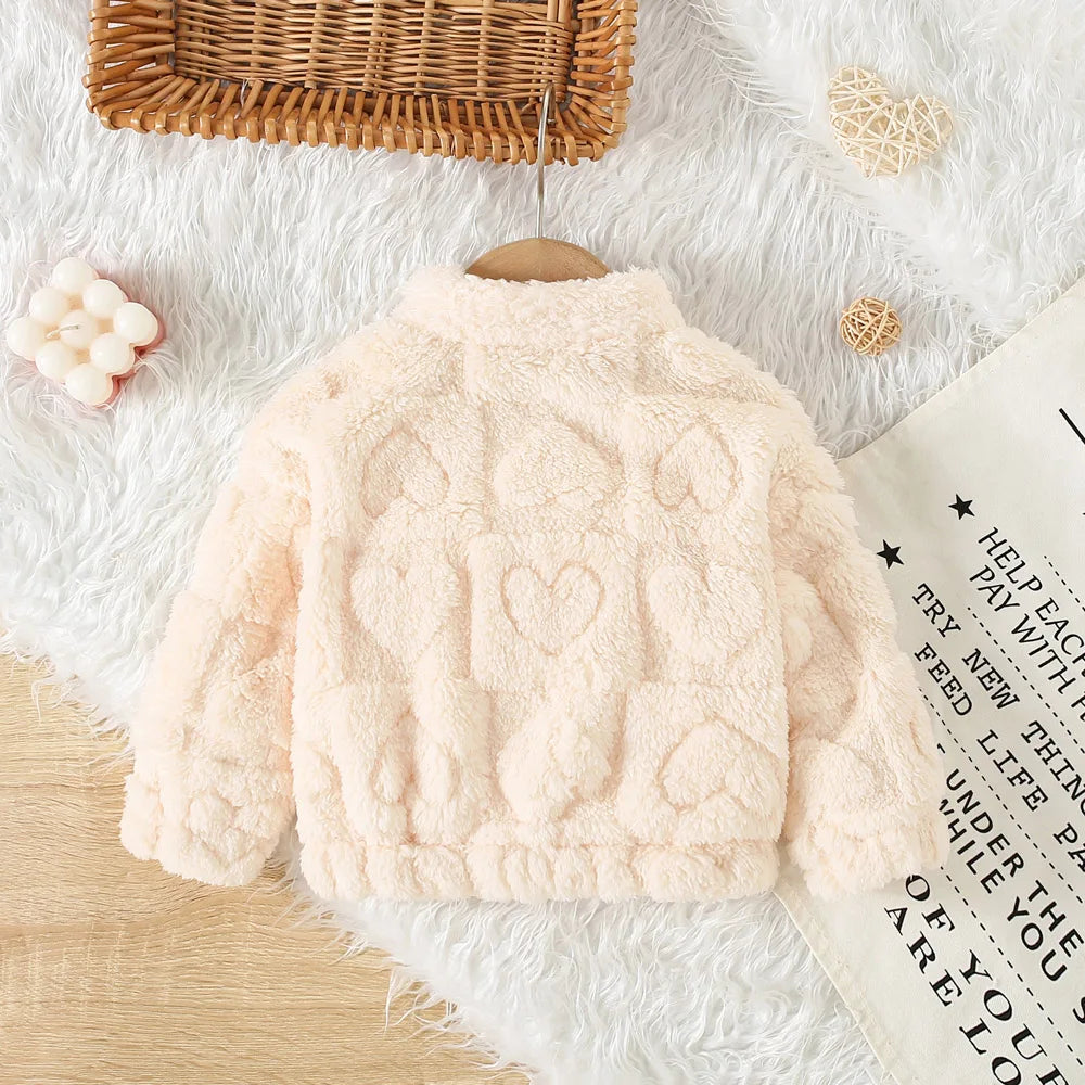 Autumn And Winter Girls' Outerwear Cute Fur Coat Jacket Sweet Solid Color Warm Baby Girl Clothing