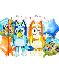 Blueies Birthday Party Decoration Foil Latex Balloon For Kids Event Supplies Blue Dog Disposable Tableware Banner Backdrop
