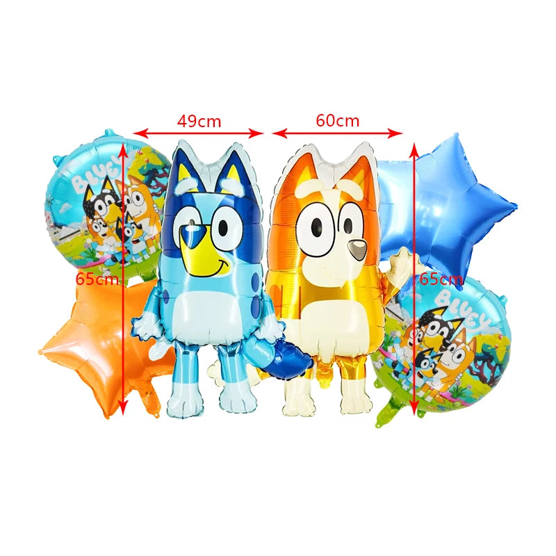 Blueies Birthday Party Decoration Foil Latex Balloon For Kids Event Supplies Blue Dog Disposable Tableware Banner Backdrop