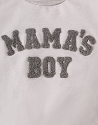 Autumn & Winter Newborn Baby ‘MAMA'S BOY’ Letter Embroidered Long Sleeved Pants Two-Piece Set
