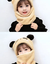 Hat for Girls Boys Scarf Thicken Cap Winter Hat for Kids Newborn Baby Stuff Children Hat Plus Fleece Kids Caps 1-18Years
