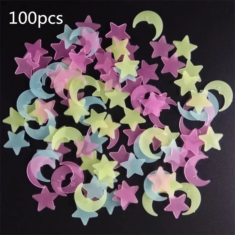 100pcs/bag Glow In The Dark Toys Luminous Star Stickers for House Bedroom Decor Fluorescent Painting PVC Stickers Toys for Kids