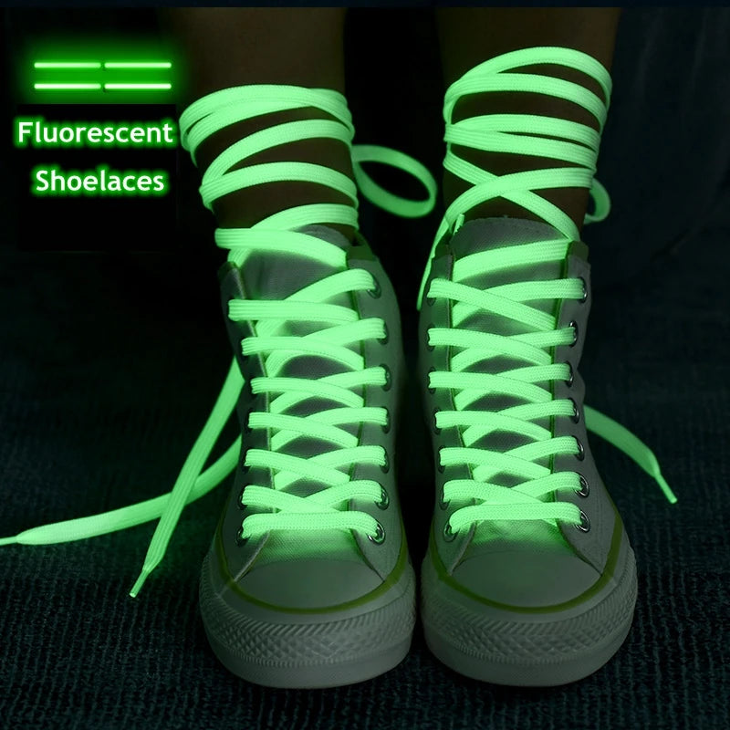 1 Pair Luminous Shoelaces Flat Sneakers Canvas Shoe Laces Glow In The Dark Night Color Fluorescent Shoelace 80/100/120/140cm