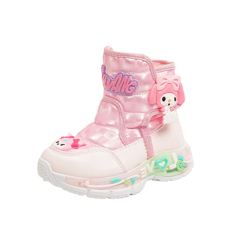 Sanrio Children Snow Boots Girls Princess Boots Cute Melody Non-slip Thicken Cotton Shoes Baby Soft Cartoon Boots