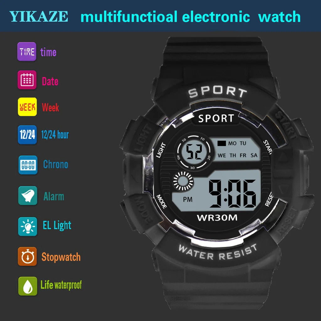 Fashion Kids Watches Luminous Waterproof Sports Digital Watch Alarm Clock Watches Boys Girls Student Smart Electronic Watch Gift