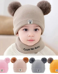 Winter Children Warm Baby Knitted Hats with Pom Pom Kids Knit Beanie Hats Solid Color Children's Hat for Boys Girls Accessories
