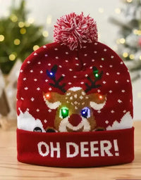 Christmas Hat Year Xmas Party Decor Creative Flashing Led Light Snowman Winter Warm Color Knitted Cap Christmas Gift Christmas
