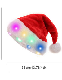 Funny LED Light Up Christmas Hat Plush Santa Hats with Bright Lights New Year Festive Holiday Party Supplies for Adults Kids
