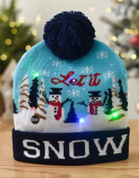 Christmas Hat Year Xmas Party Decor Creative Flashing Led Light Snowman Winter Warm Color Knitted Cap Christmas Gift Christmas
