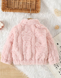 Autumn And Winter Girls' Outerwear Cute Fur Coat Jacket Sweet Solid Color Warm Baby Girl Clothing
