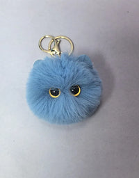 Black Plush Cat Keychain for Women Soft Faux Fur Ball Kitten Keyring Bag Pendant Car Key Chain Girl Kids Couple Gift
