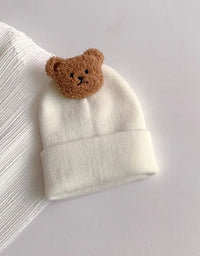 Cartoon Bear Baby Knitted Hat Autumn Winter Warm Newborn Infant Beanies for Boys Girls Soft Comfortable Toddler Kids Bonnet
