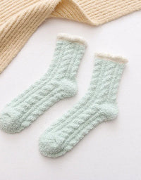 Autumn Winter Coral Velvet Socks Cute Cat Claw Socks For Women Children Girls Middle Tube Thickened Sleep Socks Home Floor Socks
