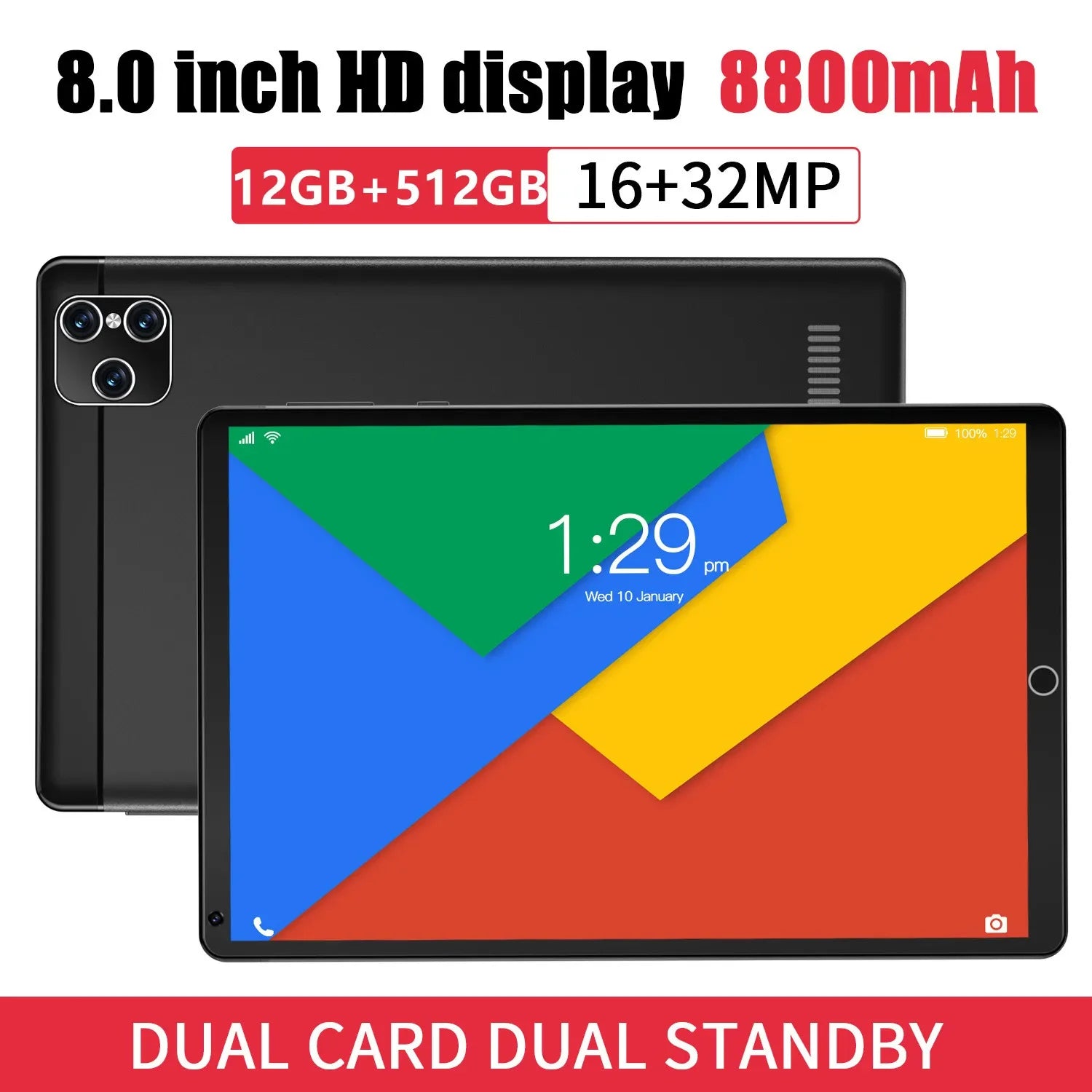 2023 NEW Gobal Version Android Tablet P8 8.1 Inch Android 12 Bluetooth 12GB 512GB Deca Core 16+32MP WPS+5G WIFI Laptop