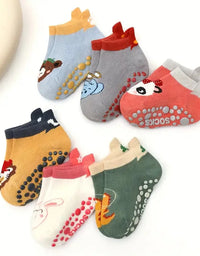 6 Pairs Kids Cotton Socks Cute Cartoon Animal Pattern Comfy Breathable Baby Non-slip Floor Socks
