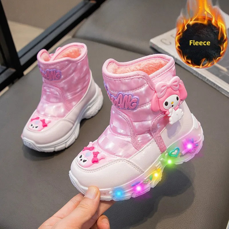 Sanrio Children Snow Boots Girls Princess Boots Cute Melody Non-slip Thicken Cotton Shoes Baby Soft Cartoon Boots