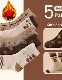 5 Pairs Baby Socks Winter Socks Thick Thermal Warm Socks Kids Cartoon Bear Cotton Socks For Boys Infant Snow Boot Calf Sock
