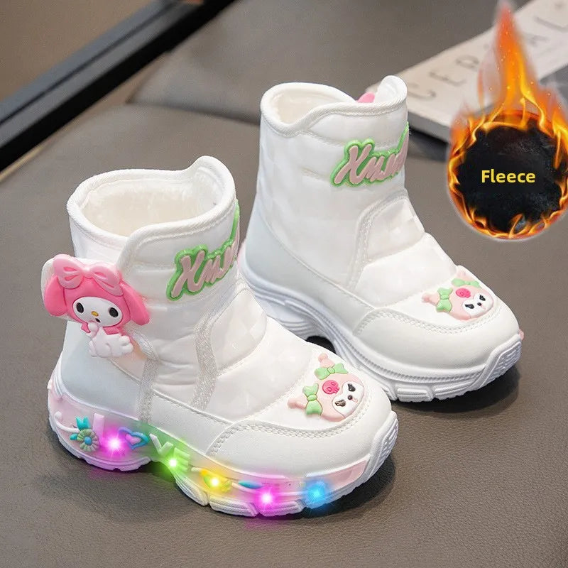 Sanrio Children Snow Boots Girls Princess Boots Cute Melody Non-slip Thicken Cotton Shoes Baby Soft Cartoon Boots