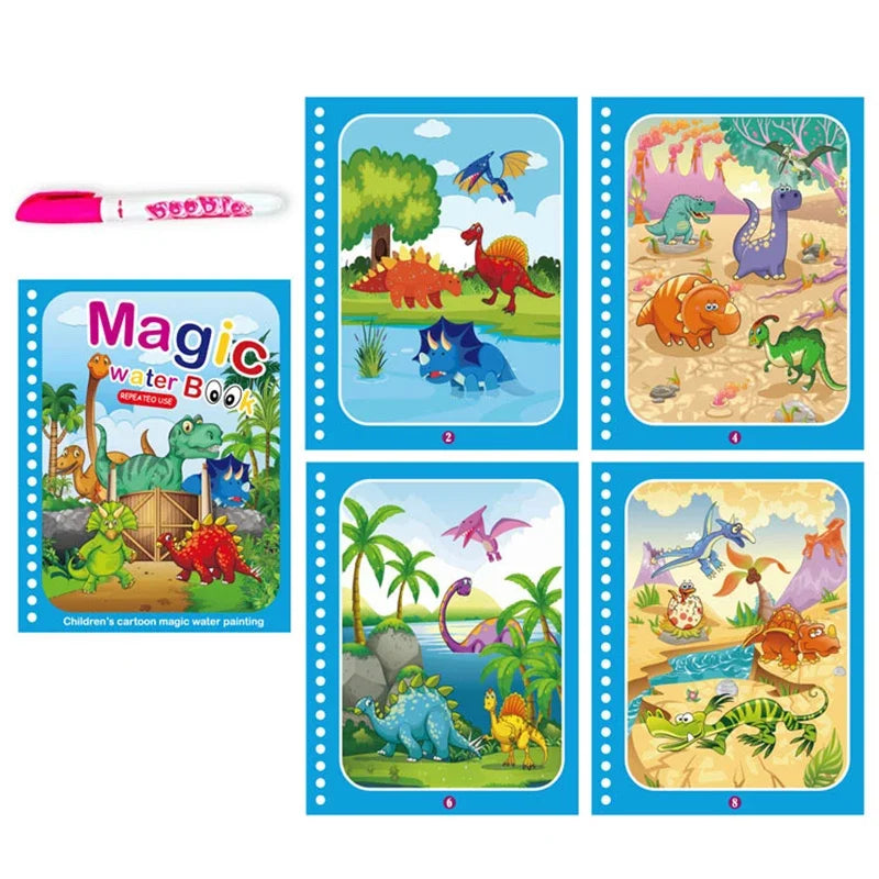 Children Early Education Toys Magical Book with Pen Water Drawing Montessori Toys Gift Reusable Coloring Book Magic Drawing Book