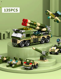 HUIQIBAO 6IN1 City Engineering Car Police Truck Building Blocks Tank Helicopter Bricks Fire Fighting Set Toys for Children
