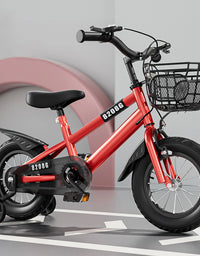 Kids Bike Bicycle for Girls Ages 3-7 Years with Training Safety Auxiliary Wheels Basket Kids High Carbon Steel Bicycle
