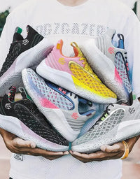 Curry 10th Generation Basketball Shoes Blue Pink Sports Running Shoes For Men Middle School Students Friction Sound Youth Practi
