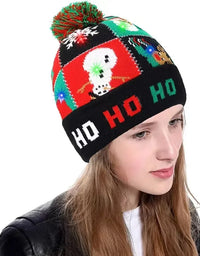 Christmas Hat Year Xmas Party Decor Creative Flashing Led Light Snowman Winter Warm Color Knitted Cap Christmas Gift Christmas
