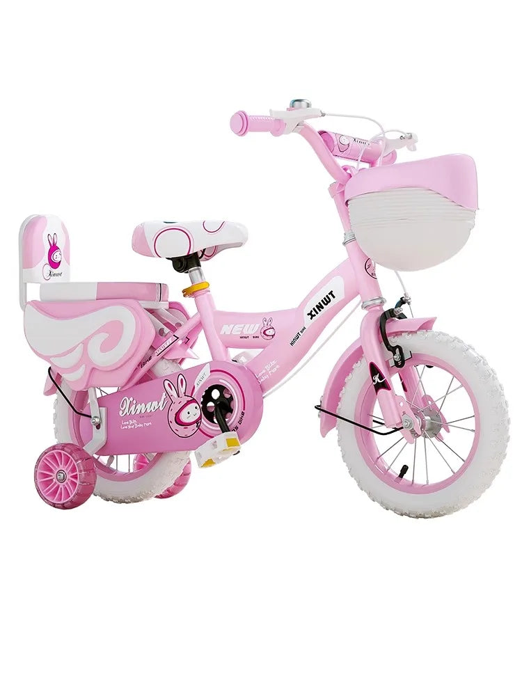 2-3-5-6-7-8-9 Years Old Children's Bicycle Girl and Boy Kids Bike Flash Auxiliary Wheel Adjustable Pink