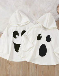 Kid Halloween Costume Ghost Print Hood Cape Cosplay Clothes Cloak for Baby Boys and Girls  Fancy Dress Performance Halloween
