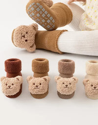 New Cute Cartoon Bear Baby Socks For Boys Girls Winter Soft Cotton Anti Slip Solid Newborn Toddler Sock Kids Thicken Socken
